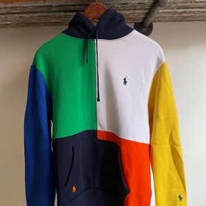 Vintage Polo Ralph Lauren multi color block cotton heavyweight hoodie medium